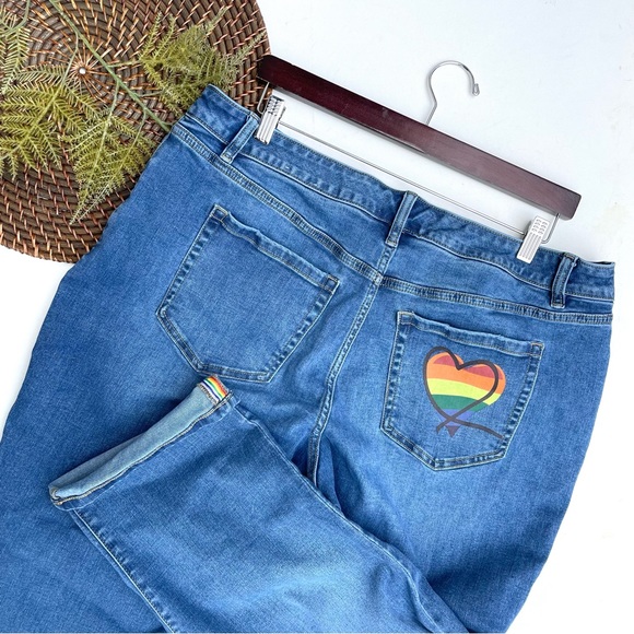 Lane Bryant Denim - Lane Bryant Womens Denim Boyfriend Capri Pride Rainbow Heart Pocket 16